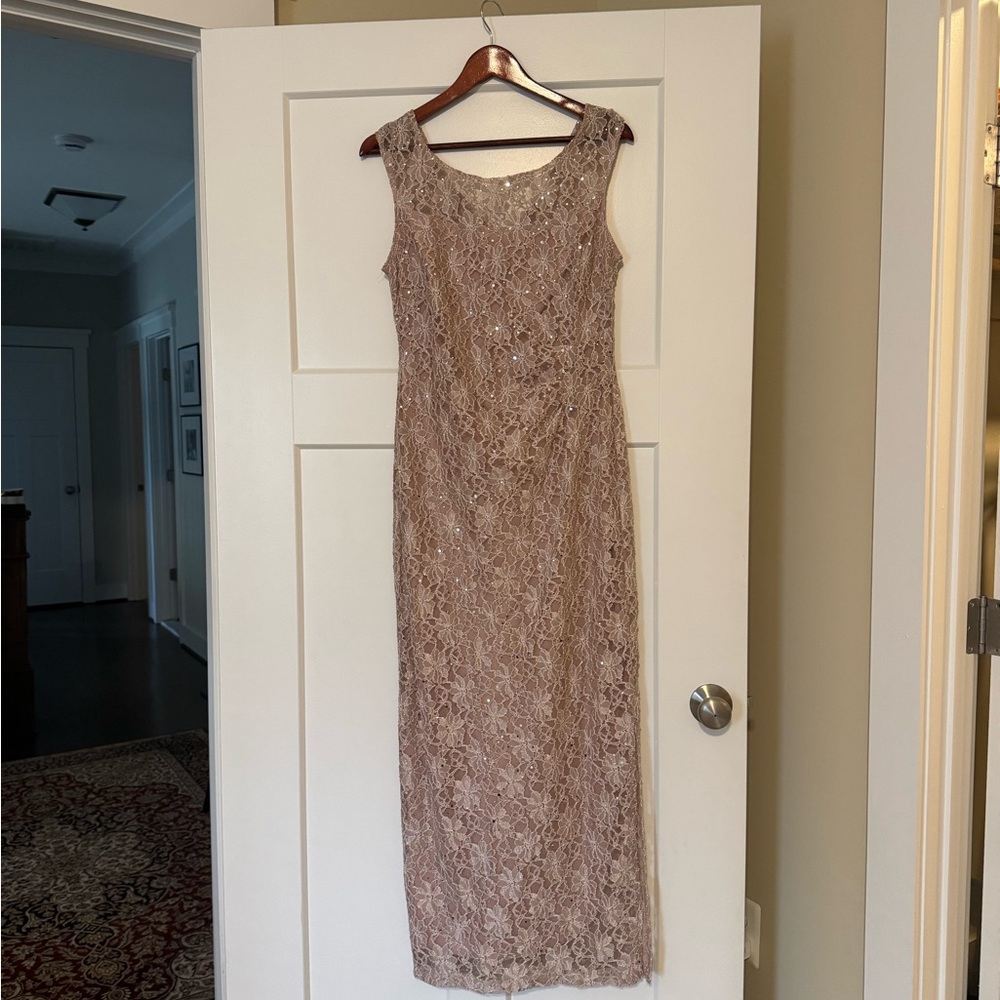 Connected Apparel Lace Midi Dress - Tan